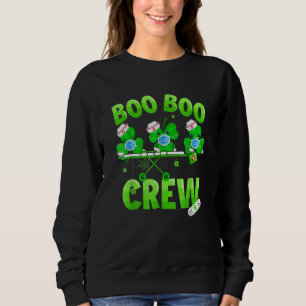 Sweatshirt Boo Boo Crew Nurse St Patrick S Day Shamrock Face