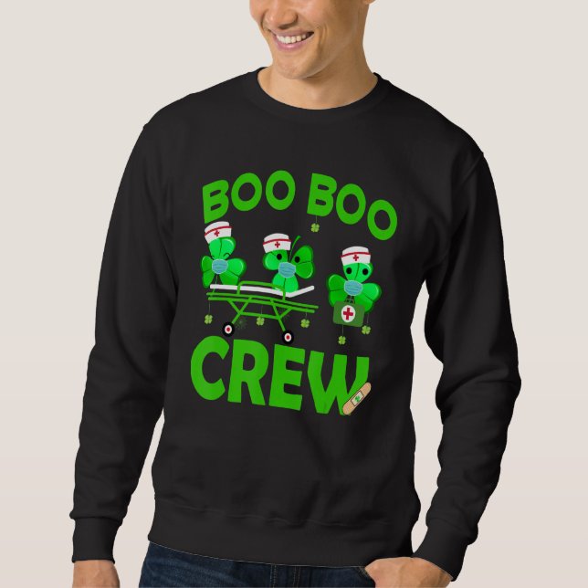 Sweatshirt Boo Boo Crew Nurse St Patrick S Day Shamrock Face (Devant)