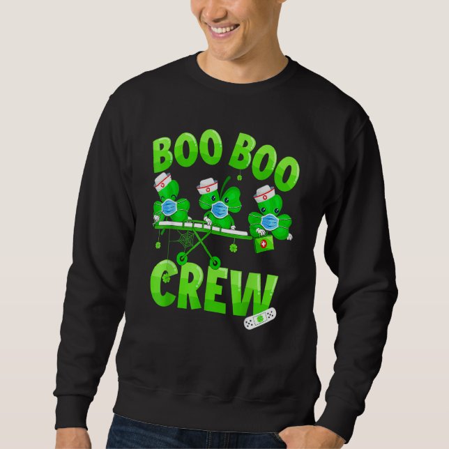 Sweatshirt Boo Boo Crew Nurse St Patrick S Day Shamrock Face (Devant)