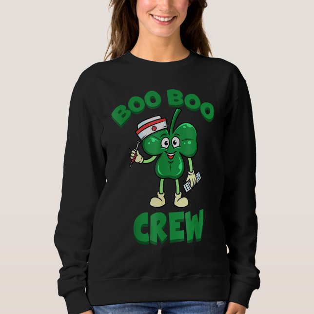 Sweatshirt Boo Boo Crew Nurse St Patrick S Day Shamrock Vert (Devant)