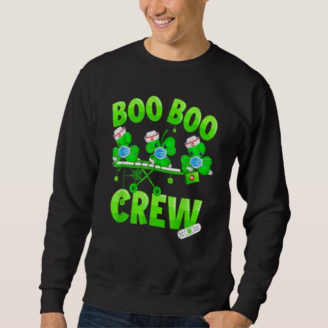 Sweatshirt Boo Boo Crew Nurse St Patrick's Day Shamrock Face (Devant)
