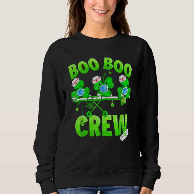 Sweatshirt Boo Boo Crew Nurse St Patrick's Day Shamrock Face (Devant)
