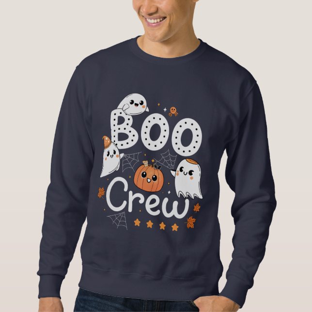 Sweatshirt Boo Crew Cute Halloween Ghosts et Citrouille (Devant)
