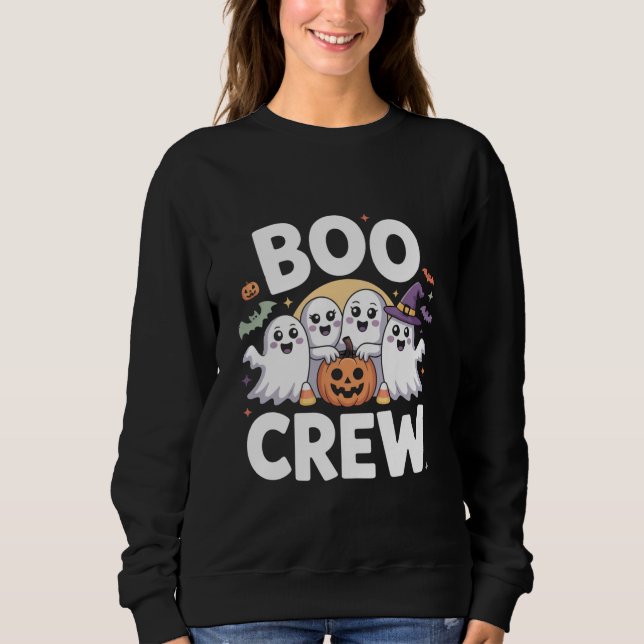 Sweatshirt Boo Crew mignonne Halloween Éffrayant (Devant)