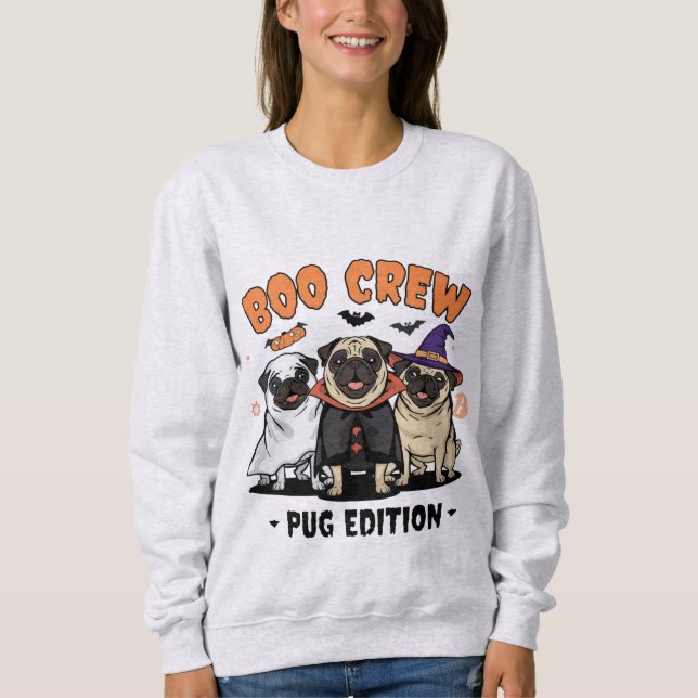 Sweatshirt Boo Crew – Pug Edition | Cute Halloween Dog Design (Devant)