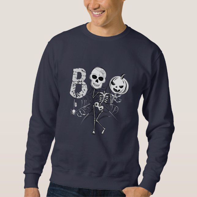 Sweatshirt Boo de danse amusant Squelette avec citrouille et  (Devant)