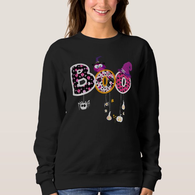 Sweatshirt Boo Halloween Costume Spiders Ghosts Pumkin & Witc (Devant)