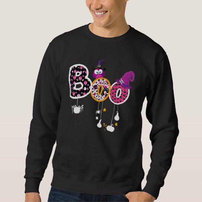 Sweatshirt Boo Halloween Costume Spiders Ghosts Pumkin & Witc (Devant)