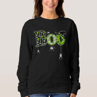 Sweatshirt Boo With Spiders And Witch Hat Halloween