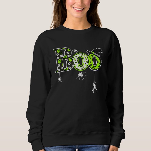 Sweatshirt Boo With Spiders And Witch Hat Halloween (Devant)