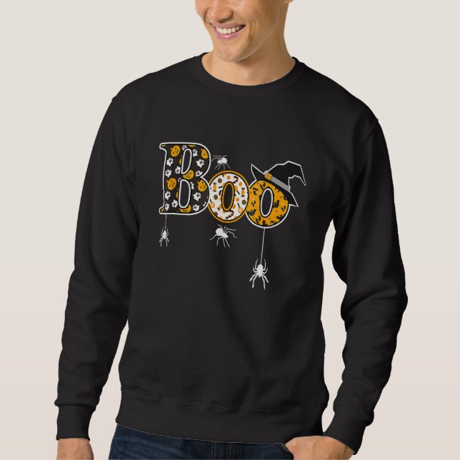 Sweatshirt Boo With Spiders And Witch Hat Halloween (Devant)