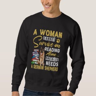 Sweatshirt Bookaholic Lady Cute German Shepherd Mom Bookworm
