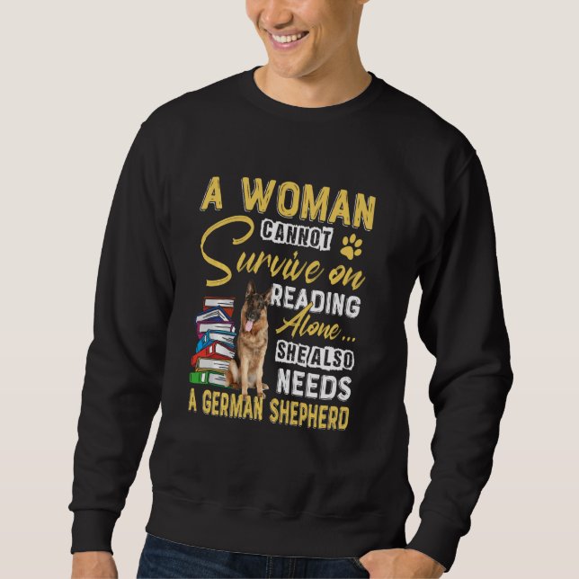 Sweatshirt Bookaholic Lady Cute German Shepherd Mom Bookworm (Devant)