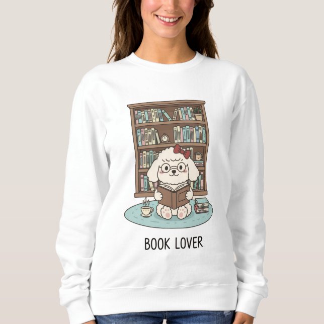 Sweatshirt Bookworm Poodle Colorful Calm Reading Lover Dog (Devant)