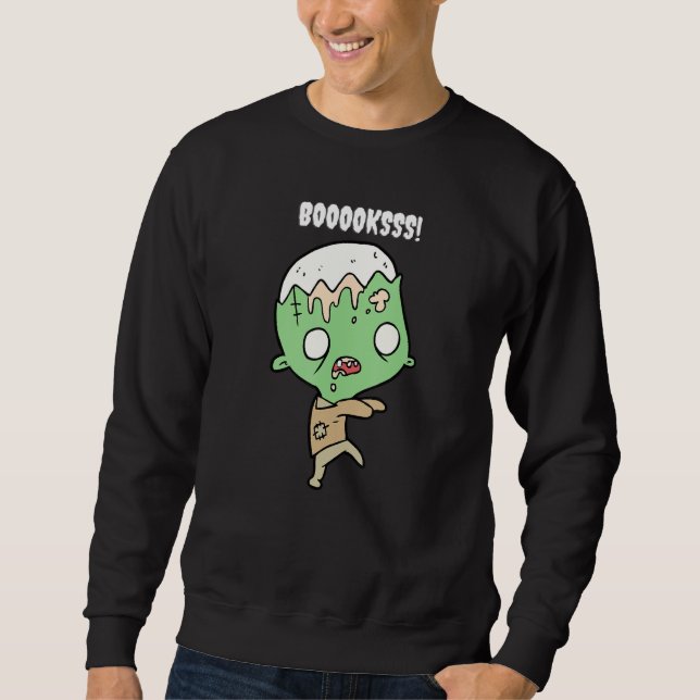 Sweatshirt Booooks Cute Zombie Figure Unique Halloween Teache (Devant)