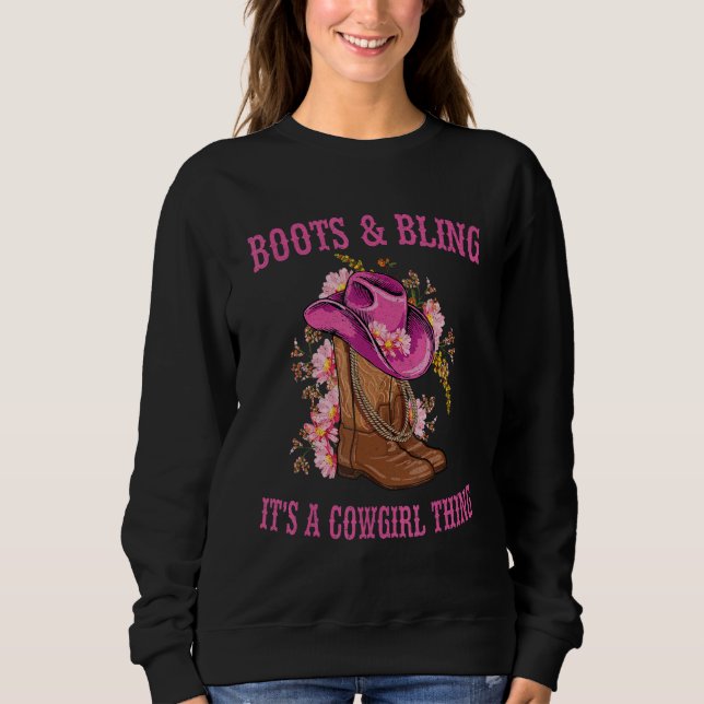 Sweatshirt Boots et Bling c'est une petite fille qui a une mi (Devant)