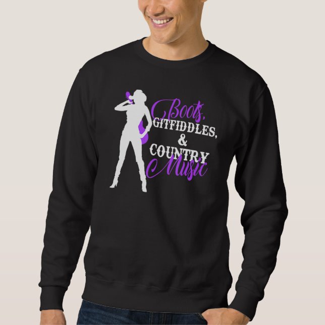 Sweatshirt Boots Gitfiddles Et Country Music Cowgirl (Devant)