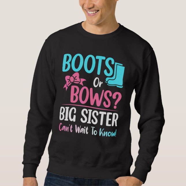 Sweatshirt Boots Ou Bows Grande Soeur Baby shower De Révélati (Devant)