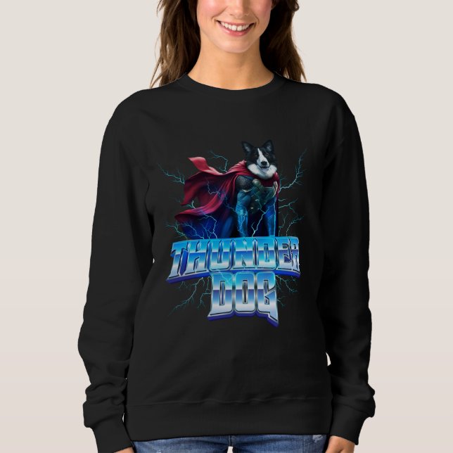 Sweatshirt Border Collie as the God of Thunder and Lightning (Devant)