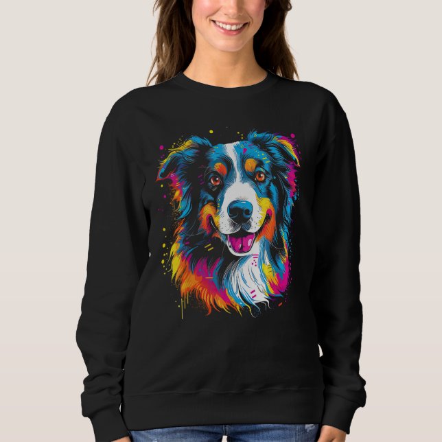 Sweatshirt Border Collie Dog Australian Shepherd Puppy Graffi (Devant)