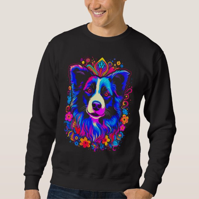 Sweatshirt Border Collie Dog Love Gratitude Flower (Devant)