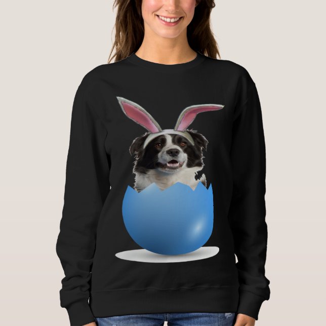 Sweatshirt Border Collie Herding Dog Easter Bunny Egg Hunting (Devant)