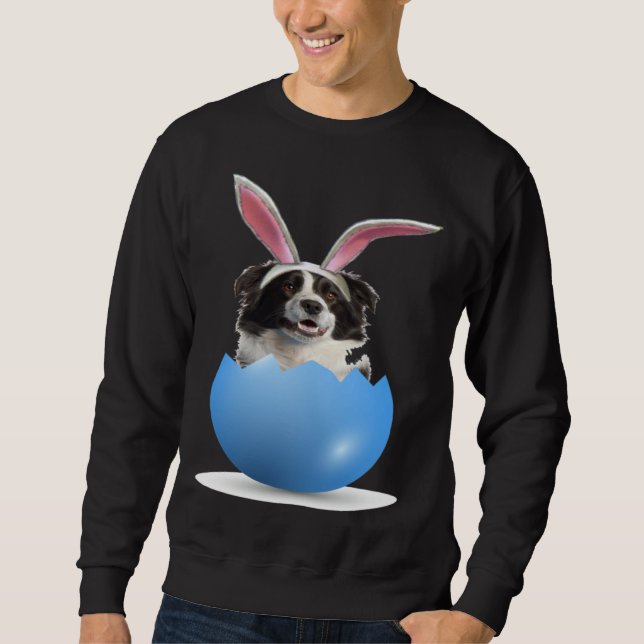 Sweatshirt Border Collie Herding Dog Easter Bunny Egg Hunting (Devant)
