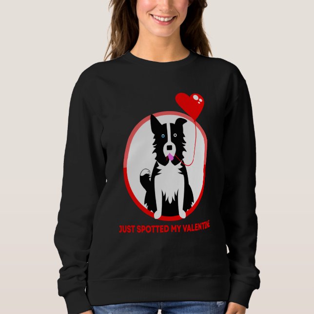 Sweatshirt Border Collie vient d'apercevoir mon Valentin (Devant)