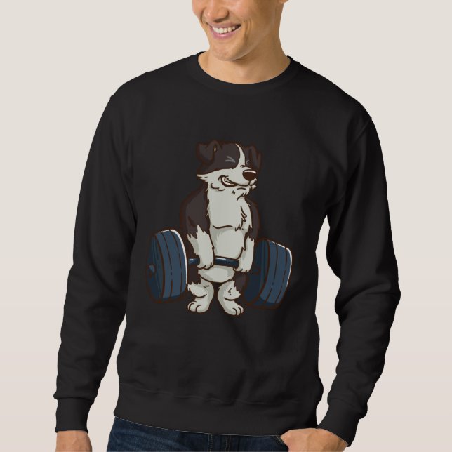Sweatshirt Border Collie Weightlifting Dog Gym (Devant)