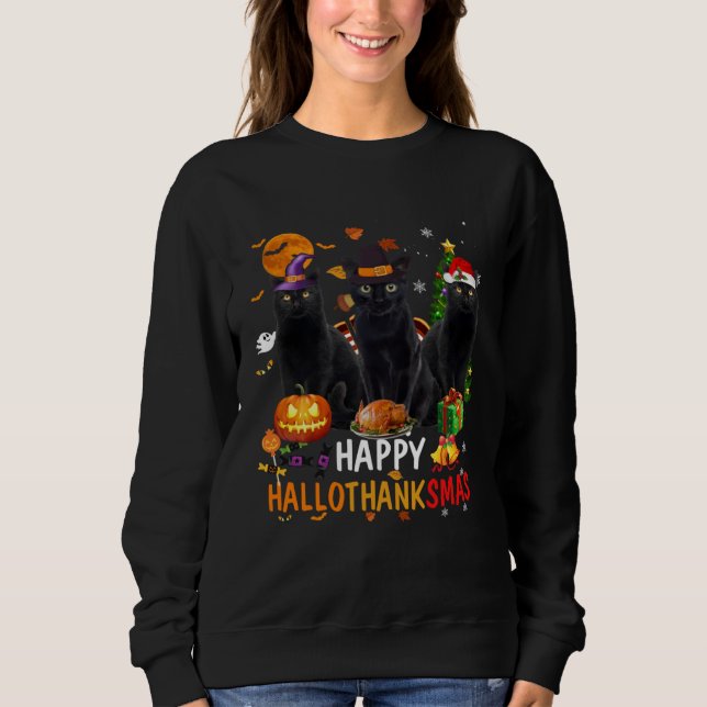 Sweatshirt Border Dog Halloween Joyeux Noël Joyeux Halloth (Devant)