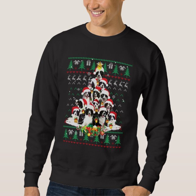 Sweatshirt Bordure Collie Amoureux des chiens de Noël Ugly Sw (Devant)