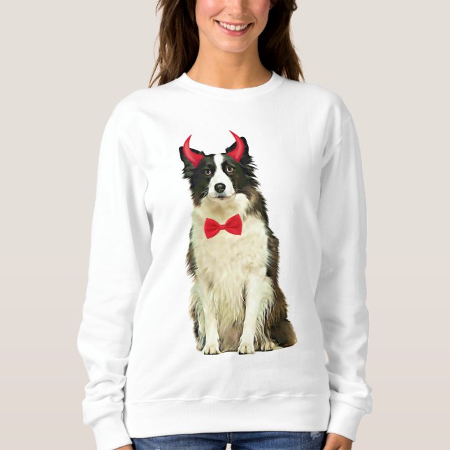 Sweatshirt Bordure Collie Chien À Halloween (Devant)