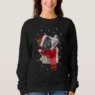 Sweatshirt Bordure Collie Noël Écharpe Noël Noël Noël Neige P