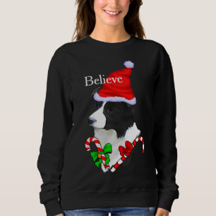 Sweatshirt Bordure Collie Noël Joyeux