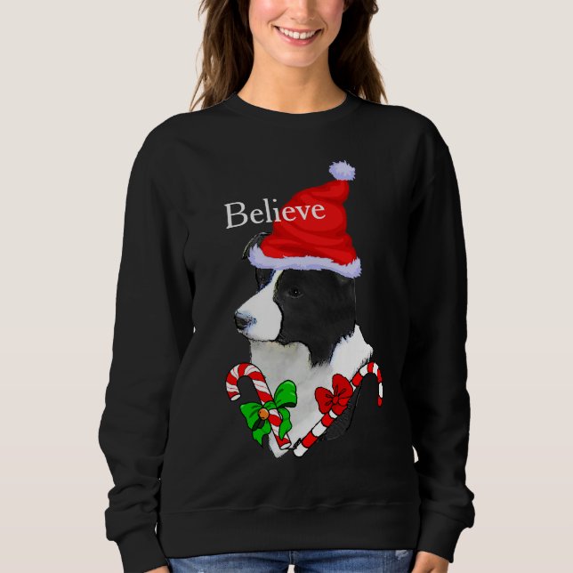 Sweatshirt Bordure Collie Noël Joyeux (Devant)