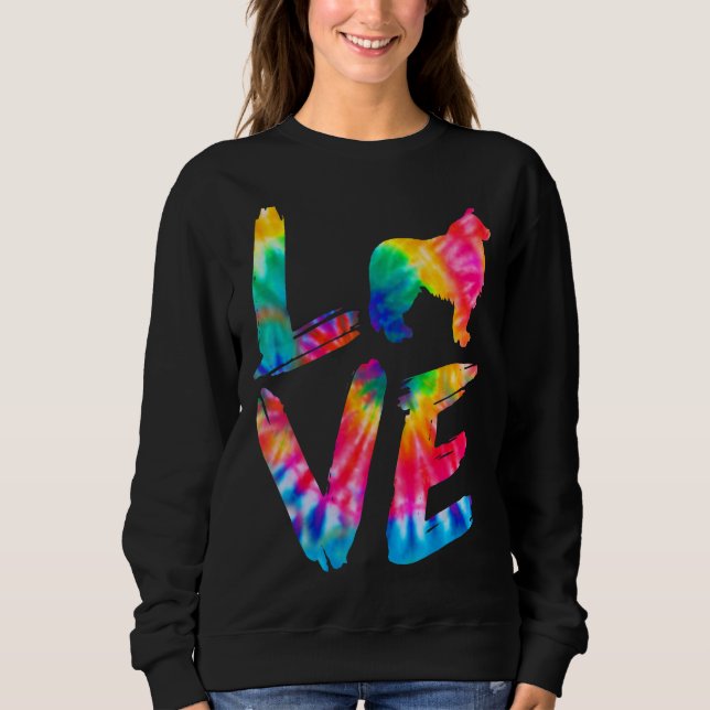 Sweatshirt Bordure Collie Tie Dye Log Chien Maman Papa (Devant)