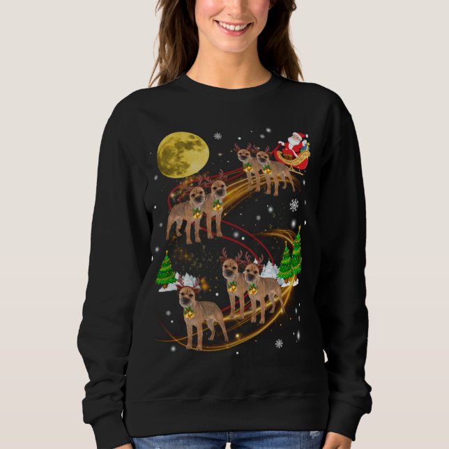 Sweatshirt Bordure Terrier Reindeer Christmas Chien Riding Pè (Devant)