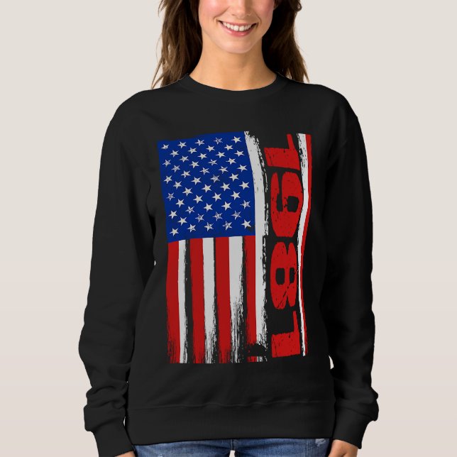 Sweatshirt Born in 1981 US Flag Patriotic Veterans Day 4th Of (Devant)