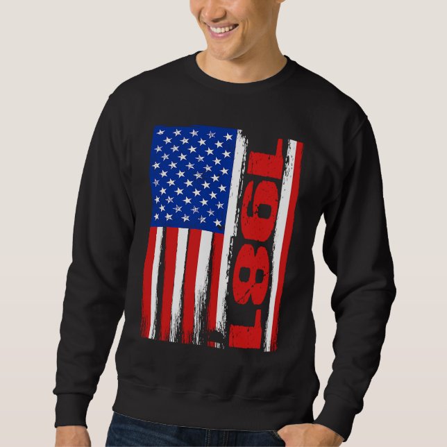 Sweatshirt Born in 1981 US Flag Patriotic Veterans Day 4th Of (Devant)