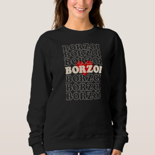 Sweatshirt Borzoi Chien mignon Coeur Retro Vintage