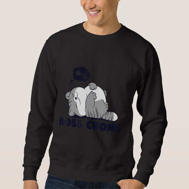 Sweatshirt Boss Chonk Lazy Sleeping Fat Mème Design (Devant)
