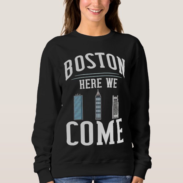 Sweatshirt Boston Massachusetts City Skyline Map Travel (Devant)