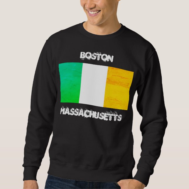 Sweatshirt Boston Massachusetts Irish Flag – Boston Souvenir (Devant)