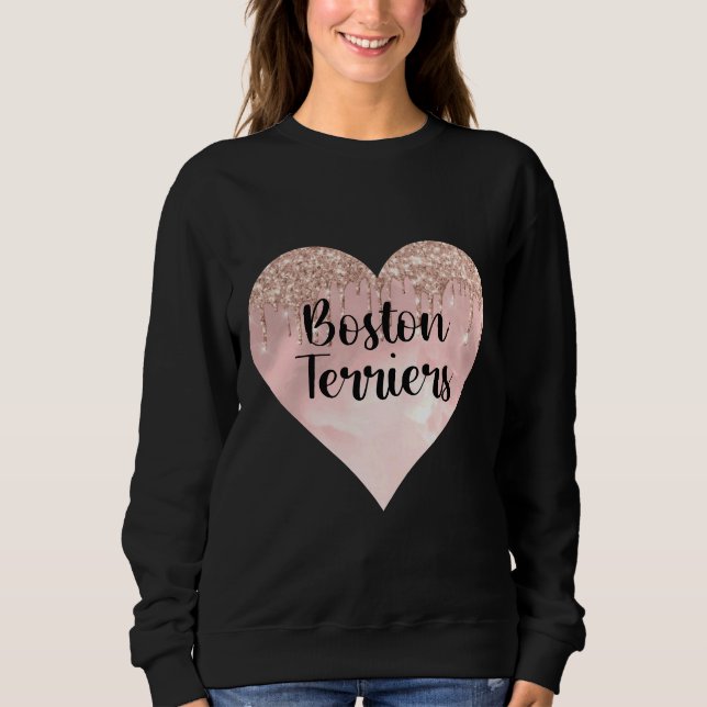 Sweatshirt Boston Terrier Amour Avec Parties scintillant (Devant)
