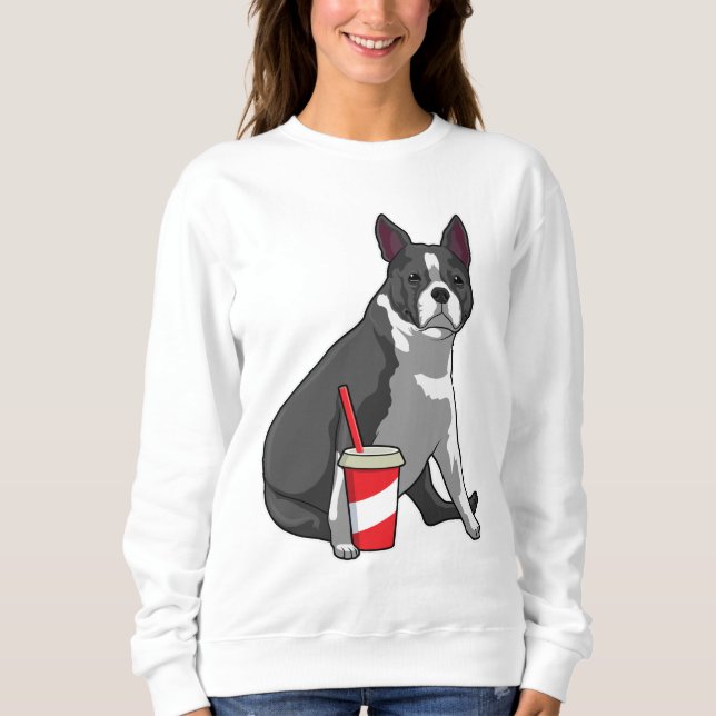 Sweatshirt Boston Terrier avec boisson (Devant)