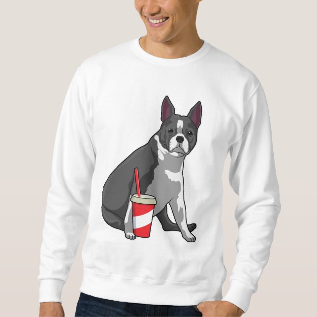 Sweatshirt Boston Terrier avec boisson (Devant)