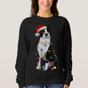 Sweatshirt Boston Terrier Bostie Noël lumières Noël Chien Lo