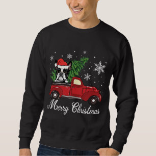 Sweatshirt Boston Terrier Chien équitation Camion Rouge Merry