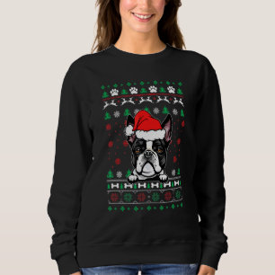 Sweatshirt Boston Terrier Chien Noël Vilain Sueur de Noël