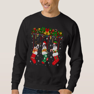 Sweatshirt Boston Terrier dans Sock Xmas Reindeer Père Noël E